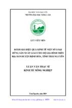 đánh giá hiệu quả kinh tế một số loại rừng sản xuất giao cho hộ gia đình trên địa bàn huyện định hóa, tỉnh thái nguyên