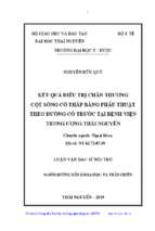 Kết quả điều trị chấn thương cột sống cổ thấp bằng phẫu thuật theo đường cổ trước tại bệnh viện trung ương thái nguyên