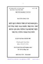 Kết quả phẫu thuật nội soi qua đường niệu đạo điều trị ung thư bàng quang nông tại bệnh viện trung ương thái nguyên