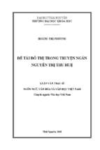 Luận văn đề tài đô thị trong truyện ngắn nguyễn thị thu huệ