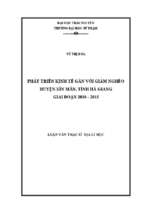 Luận văn phát triển kinh tế gắn với giảm nghèo huyện xín mần, tỉnh hà giang giai đoạn 2010 2015