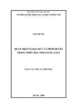 Luận văn quan niệm về đạo đức và pháp quyền trong triết học immanuel kant​