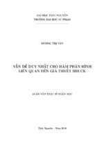 Luận văn vấn đề duy nhất cho hàm phân hình liên quan đến giả thuyết bruck