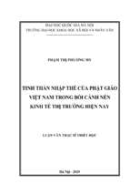 Tinh thần nhập thế của phật giáo việt nam trong bối cảnh nền kinh tế thị trường hiện nay​