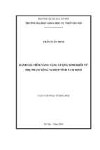 đánh giá tiềm năng năng lượng sinh khối từ phụ phẩm nông nghiệp tỉnh nam định