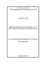 Luận văn chính sách hỗ trợ doanh nghiệp nhỏ và vừa trong đổi mới công nghệ ở thành phố việt trì