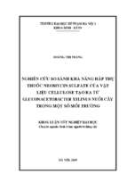 Luận văn nghiên cứu so sánh khả năng hấp thụ thuốc neomycin sulfate của vật liệu cellulose tạo ra từ gluconacetobacter xylinus nuôi cấy trong một số môi trường​