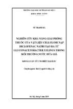 Luận văn nghiên cứu khả năng giải phóng thuốc của vật liệu cellulose nạp diclofenac natri tạo ra từ gluconacetobacter xylinus trong môi trường nước dừa già​