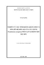 Nghiên cứu đặc tính kháng kháng sinh và mối liên hệ kiểu gen của các chủng pseudomonas aeruginosa phân lập tại bệnh viện việt đức​