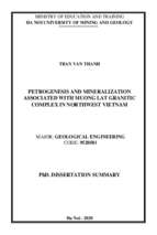 Thạch luận các thành tạo granitoid phức hệ mường lát thuộc đới tây bắc bắc bộ và khoáng hoá liên quan tt tiếng anh