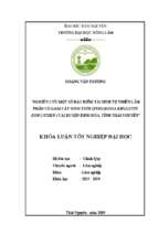 Nghiên cứu một số đặc điểm tái sinh tự nhiên lâm phần có loài cây đinh thối tại huyện định hóa, tỉnh thái nguyên (khóa luận tốt nghiệp)