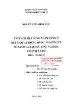 Cải cách hệ thống ngân hàng ở việt nam và trung quốc  nghiên cứu so sánh và bài học kinh nghiệm cho việt nam
