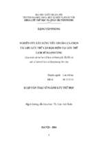 Nghiên cứu xây dựng tiêu chuẩn lựa chọn tài liệu lưu trữ cần bảo hiểm tại lưu trữ lịch sử địa phương (qua khảo sát tại lưu trữ lịch sử thành phố hà nội và một số lưu trữ lịch sử địa phương lân cận)
