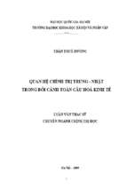 Quan hệ chính trị trung – nhật trong bối cảnh toàn cầu hóa kinh tế