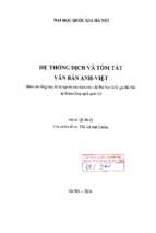 Hệ thống dịch và tóm tắt văn bản anh   việt