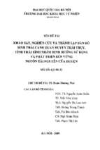 Khảo sát, nghiên cứu và thành lập bản đồ sinh thái cảnh quan huyện thái thụy, tỉnh thái bình nhằm định hướng sử dụng và phát triển bền vững nguồn tài nguyên của huyện