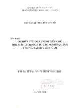 Nghiên cứu quá trình điều chế bột màu lithopon từ các nguồn quặng kẽm và baritin việt nam