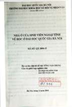 Nhà ở của sinh viên ngoại tỉnh về học ở đại học quốc gia hà nội