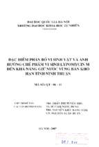 đặc điểm phân bố vi sinh vật và ảnh hưởng chế phẩm vi sinh lypomycin m đến khả năng giữ nước vùng bán khô hạn tỉnh ninh thuận
