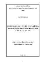 Quá trình thực hiện đường lối công nghiệp hóa, hiện đại hóa nông nghiệp, nông thôn của đảng ở tỉnh hà tây (1996 2005)