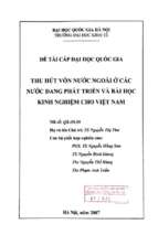Thu hút vốn nước ngoài ở các nước đang phát triển và bài học kinh nghiệm cho việt nam