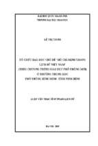 Tổ chức dạy học chủ đề “hồ chí minh trong lịch sử việt nam” (theo chương trình giáo dục phổ thông mới) ở trường trung học phổ thông bình minh  tỉnh ninh bình
