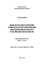 Nghiên cứu tình trạng suy dinh dưỡng và nồng độ leptin huyết thanh ở bệnh nhân lọc máu chu kỳ và lọc màng bụng liên tục ngoại trú tt