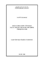 Quản lý hoạt động công đoàn tại các trường trung học phổ thông, tỉnh quảng ninh