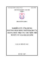 Nghiên cứu ứng dụng phương pháp sinh thiết hạch cửa trong điều trị ung thư biểu mô tuyến vú giai đoạn sớm