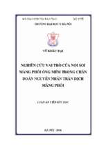 Nghiên cứu vai trò của nội soi màng phổi ống mềm trong chẩn đoán nguyên nhân tràn dịch màng phổi