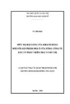 Mức độ hài lòng của khách hàng đối với sản phẩm nhà ở của tổng công ty đầu tư phát triển nhà và đô thị