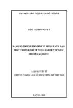 đảng bộ thành phố hồ chí minh lãnh đạo phát triển kinh tế nông nghiệp từ năm 2001 đến năm 2015
