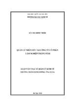 Quản lý nhân lực tại công ty cổ phần lâm nghiệp tháng năm