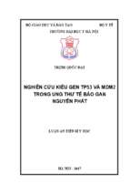 Nghiên cứu kiểu gen tp53 và mdm2 trong ung thư tế bào gan nguyên phát