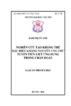 Nghiên cứu tạo kháng thể đặc hiệu kháng nguyên ung thư tuyến tiền liệt ứng dụng trong chẩn đoán