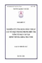 Nghiên cứu ứng dụng phẫu thuật cắt túi mật nội soi trong điều trị viêm túi mật cấp tại bệnh viện đa khoa tỉnh trà vinh