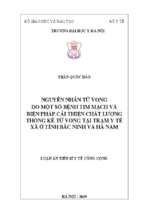 Nguyên nhân tử vong do một số bệnh tim mạch và biện pháp cải thiện chất lượng thống kê tử vong tại trạm y tế xã ở tỉnh bắc ninh và hà nam