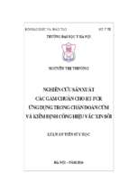 Nghiên cứu sản xuất các gam chuẩn cho rt pcr, ứng dụng trong chẩn đoán cúm và kiểm định công hiệu vắc xin sởi