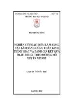 Nghiên cứu đặc điểm lâm sàng, cận lâm sàng của u thần kinh thính giác và đánh giá kết quả phẫu thuật theo đường mổ xuyên mê nhĩ