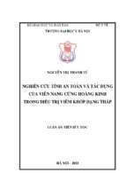 Nghiên cứu tính an toàn và tác dụng của viên nang cứng hoàng kinh trong điều trị viêm khớp dạng thấp