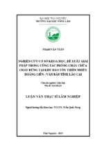 Nghiên cứu cơ sở khoa học, đề xuất giải pháp trong công tác phòng cháy chữa cháy rừng tại khu bảo tồn thiên nhiên hoàng liên  văn bàn tỉnh lào cai
