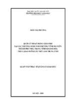 Quản lý hoạt động giáo dục tại các trường mầm non phường vĩnh nguyên, thành phố nha trang, tỉnh khánh hòa theo quan điểm lấy trẻ làm trung tâm