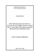 Phân tích dạng kim loại chì (pb) và đánh giá mức độ ô nhiễm trong đất thuộc khu vực khai thác quặng pbzn làng hích, huyện đồng hỷ, tỉnh thái nguyên