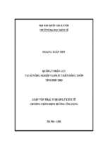 Quản lý nhân lực tại sở nông nghiệp và phát triển nông thôn tỉnh phú thọ