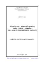 Tổ chức hoạt động trải nghiệm phần cơ học   vật lí 10 theo định hướng phát triển năng lực