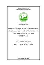 Nghiên cứu thực trạng và đề xuất một số giải pháp phát triển cây sa nhân tím trên địa bàn huyện văn bàn, tỉnh lào cai