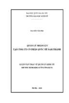 Quản lý nhân lực tại công ty cổ phần quốc tế nam thành