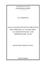 Quản lý dạy học môn ngữ văn theo hướng phát triển năng lực cho học sinh ở các trường trung học cơ sở huyện đông anh – hà nội