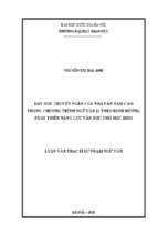 Dạy học truyện ngắn của nhà văn nam cao trong chương trình ngữ văn 11 theo định hướng phát triển năng lực văn học cho học sinh