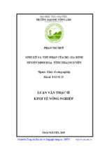Sinh kế và thu nhập của hộ gia đình huyện định hóa, tỉnh thái nguyên
